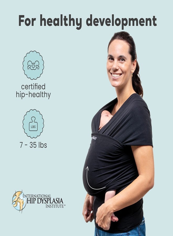 Cuddle Bug Cuddlebug Hands-Free Baby Carrier - Soft & Stretchy Wrap for Newborn to Toddler 7-35 lbs - One-Size-Fits-All Hip-Healthy Holder (Black) - Image 3